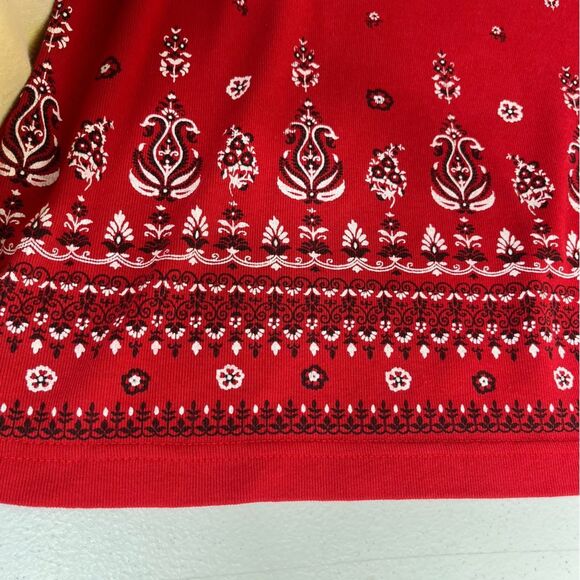 Carolina Colours Plus Red Bandana Print Long Sleeve Round Neck T Shirt Women 20W - Picture 5 of 13